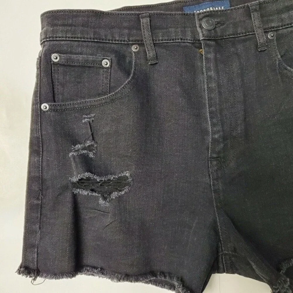 Aeropostale Distressed High Rise Black Denim Shorts Size 12